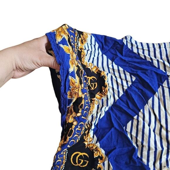 Batik Sumi blue yellow kaftan maxi dress fits M/L - Picture 2 of 7